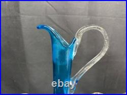 Vintage Murano VENETIAN BLUE Barware Set Decanter & Glasses Set No Stopper