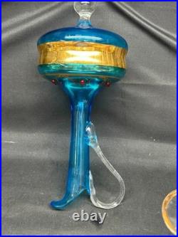 Vintage Murano VENETIAN BLUE Barware Set Decanter & Glasses Set No Stopper