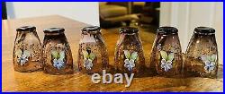 Vintage Murano Venetian Art Glass Decanter Amber Cordial Set of 7 ITALY