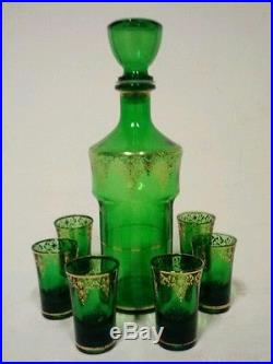 Vintage Murano Venetian Decanter Cordial Barware Retro Liquor Glass Scotch Shot