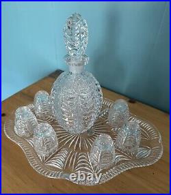 Vintage NACHTMANN CRYSTAL Decanter Set with6 Schnapps Glasses Tray & 9 Bottle