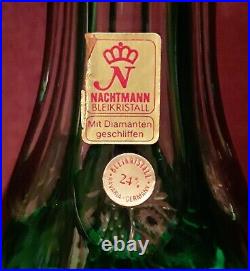 Vintage Nachtmann Bleikristall Lead 24% Decanter & Stopper Set with 4 Wine Glasses
