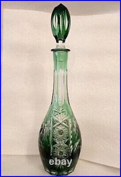 Vintage Nachtmann Traube Emerald Green Cut To Clear Heavy Crystal Decanter Rare