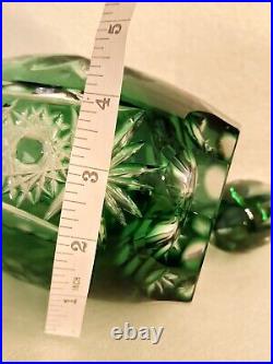 Vintage Nachtmann Traube Emerald Green Cut To Clear Heavy Crystal Decanter Rare
