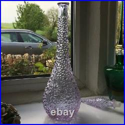 Vintage Neodymium hobnail Genie Bottle 1960s Art Glass Empoli MCM decanter Neo