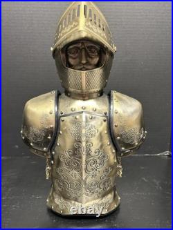 Vintage Nikka Whisky Gold Knight Armor Bar Glass Decanter & Set 5 Amber Glasses