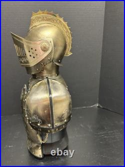 Vintage Nikka Whisky Gold Knight Armor Bar Glass Decanter & Set 5 Amber Glasses