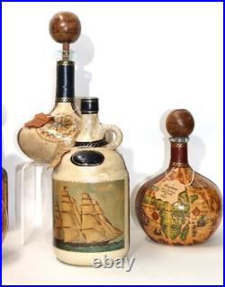 Vintage Noymez Leather Covered Glass Bottle Decanter Made in Italy- SET of 7-NEW