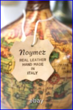 Vintage Noymez Leather Covered Glass Bottle Decanter Made in Italy- SET of 7-NEW