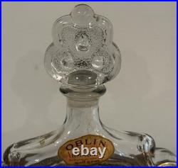 Vintage Oblin Armagnac France Glass Decanter Bottle Gilt Coat Of Arms Lions