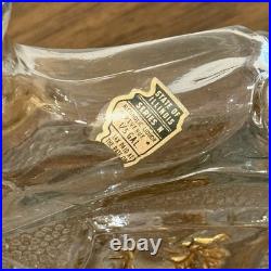 Vintage Oblin Armagnac France Glass Decanter Bottle Gilt Coat Of Arms Lions