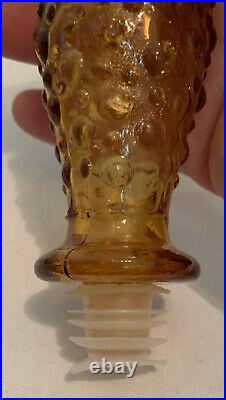 Vintage Old MCM Empoli Stretch Glass Genie Bottle AMBER BLOCKS Decanter Barware