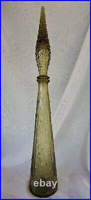 Vintage Olive Green Waxdrip Empoli Genie Bottle Decanter