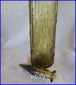 Vintage Olive Green Waxdrip Empoli Genie Bottle Decanter