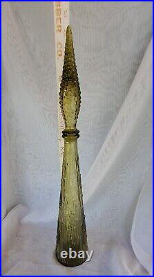 Vintage Olive Green Waxdrip Empoli Genie Bottle Decanter