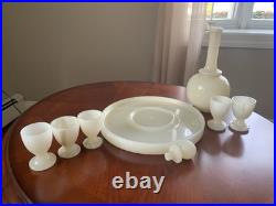 Vintage Onyx Liquor Set Decanter, Tray And 5 Glasses