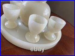 Vintage Onyx Liquor Set Decanter, Tray And 5 Glasses Vintage Onyx Liquor Set Decanter, Tray And 5 Glasses