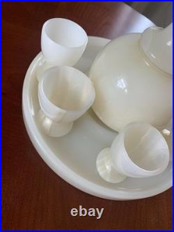 Vintage Onyx Liquor Set Decanter, Tray And 5 Glasses