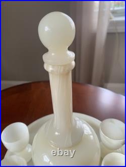 Vintage Onyx Liquor Set Decanter, Tray And 5 Glasses