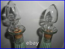 Vintage Pair MID CENTURY MODERN MCM Whiskey Liquor Glass Bottle Decanters NICE