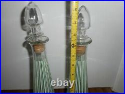 Vintage Pair MID CENTURY MODERN MCM Whiskey Liquor Glass Bottle Decanters NICE