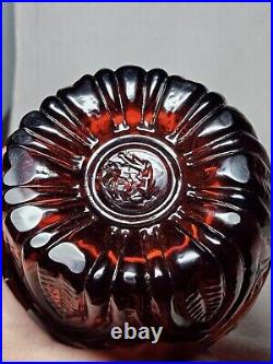 Vintage Pairpoint Amber Blown 3-Mold Glass Gin Decanter With Stopper Signed