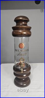 Vintage Paul Masson Brandy Dispenser Wood Brass Glass Bar Decanter Tap 17