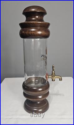 Vintage Paul Masson Brandy Dispenser Wood Brass Glass Bar Decanter Tap 17