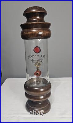 Vintage Paul Masson Brandy Dispenser Wood Brass Glass Bar Decanter Tap 17