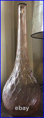 Vintage Peach Pink Empoli Decanter / Bottle No Stopper 19 20 Inches tall
