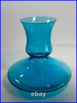 Vintage Peacock Blue Glass Wine Aerator Decanter 7.5 in