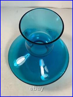 Vintage Peacock Blue Glass Wine Aerator Decanter 7.5 in