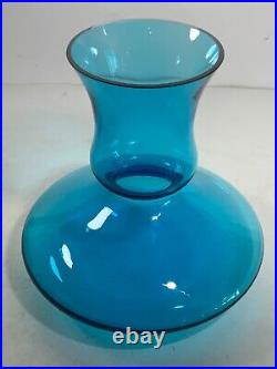 Vintage Peacock Blue Glass Wine Aerator Decanter 7.5 in