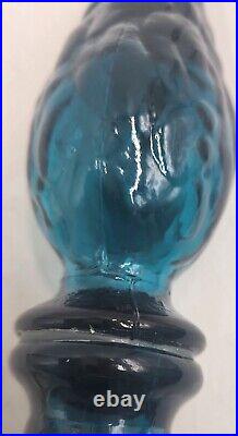 Vintage Peacock/Teal Rossini Genuine Empoli Glass Italy Decanter withStopper 18.5