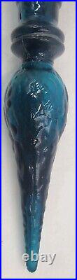 Vintage Peacock/Teal Rossini Genuine Empoli Glass Italy Decanter withStopper 18.5