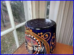 Vintage Persian Quajar Dynasty Blown Cobalt Art Glass Decanter King Naser