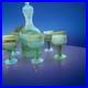 Vintage-Phoenician-Hebron-Art-Glass-Decanter-Set-5-Goblets-Tagged-Carafe-Mint-01-syg