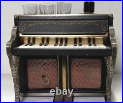 Vintage Piano 1950 Decanter holder Shot Glass Mini Bar Music Box