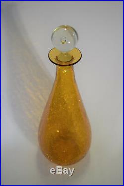 Vintage Pilgrim Art Glass #21 Orleans Amber Crackle 15.5 Decanter