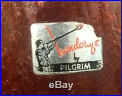 Vintage Pilgrim CracKle Glass Decanter Partial Label 17-3/4 Mid Century Modern