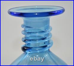 Vintage Pilgrim Glass Blue Spiral 14 Decanter Bottle Flame Genie Stopper