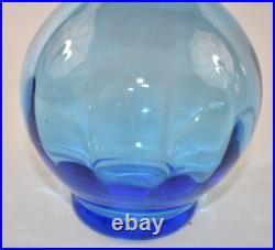 Vintage Pilgrim Glass Blue Spiral 14 Decanter Bottle Flame Genie Stopper