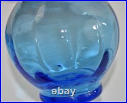 Vintage Pilgrim Glass Blue Spiral 14 Decanter Bottle Flame Genie Stopper