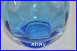 Vintage Pilgrim Glass Blue Spiral 14 Decanter Bottle Flame Genie Stopper