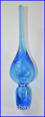 Vintage Pilgrim Glass Blue Spiral 14 Decanter Bottle Flame Genie Stopper