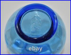 Vintage Pilgrim Glass Blue Spiral 14 Decanter Bottle Flame Genie Stopper