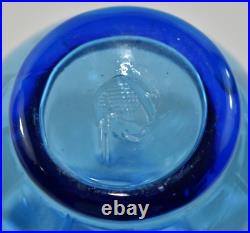 Vintage Pilgrim Glass Blue Spiral 14 Decanter Bottle Flame Genie Stopper