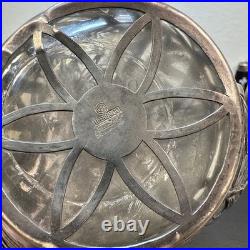 Vintage Pinched Glass Decanter withSterling Silver Overlay, Signed