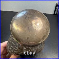 Vintage Pinched Glass Decanter withSterling Silver Overlay, Signed