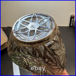 Vintage Pinched Glass Decanter withSterling Silver Overlay, Signed